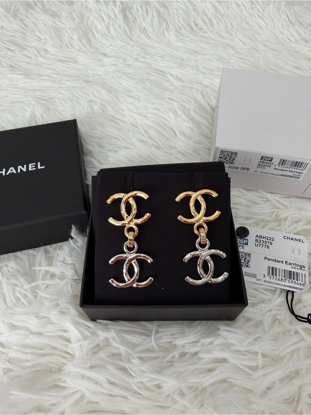 CHANEL 26P Dangle CC Mixed Metal Earrings